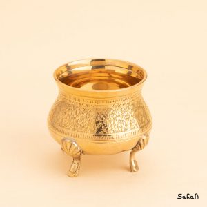 شکر خوری برنجی قلمزنی طلایی چهار پایه هندی