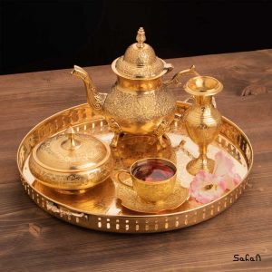 ست چایخوری برنجی طلایی هندی