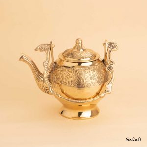 قوری برنجی طلایی هندی دسته دار