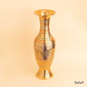 گلدان برنجی قلمزنی طلایی هندی