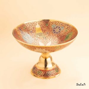 میوه خوری برنجی هندی میناکاری پایه دار دورو
