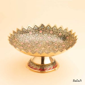 شیرینی خوری پایه دار برنجی میناکاری هندی