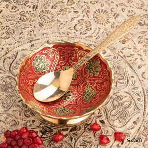 ظروف برنجی هندی پذیرایی میناکاری یلدا