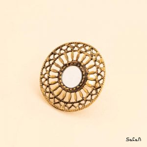 انگشتر بدل دایره ایی ایینه ایی دست ساز فری سایز هندی طلایی