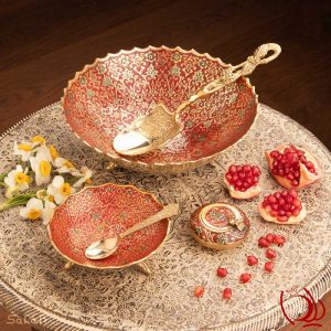 ظروف برنجی هندی پذیرایی میناکاری