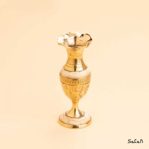 ظرف برنجی و صدفی هندی گلدان طلایی