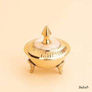 ظرف برنجی و صدفی هندی قندان طلایی