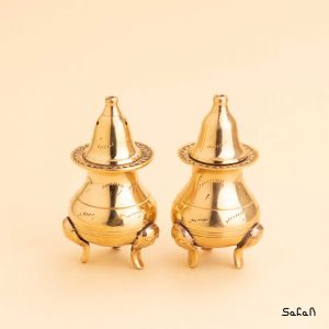 ظرف برنجی هندی نمکدان طلایی