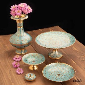ظروف برنجی هندی پذیرایی میناکاری