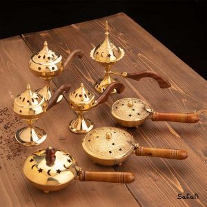 دکوراسیون برنجی هندی اسپند دود کن طلایی