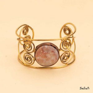 دستبند برنجی النگویی کاف نگین سنگ دار هندی