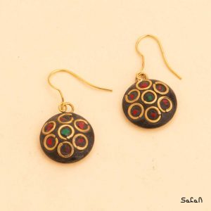 بدلیجات گوشواره دست ساز سنگی هندی برنجی