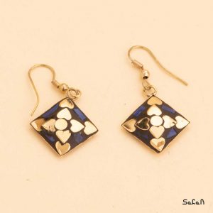 گوشواره دست ساز سنگی هندی برنجی