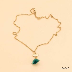 گردنبند دست ساز برنجی هندی طنابی نخی
