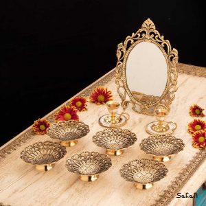 ست هفت سین برنجی هندی طلایی