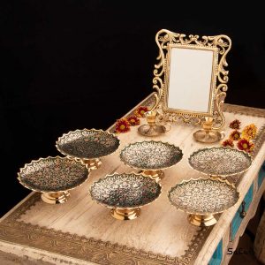 ست هفت سین برنجی هندی میناکاری
