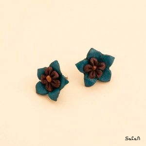 گوشواره هندی میخی چرمی گل رنگی