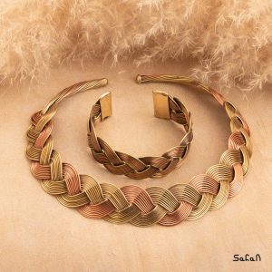 زیو الات بدلیجات هندی دستبند برنجی مسی هندی طلایی دستساز مدل بافت النگویی