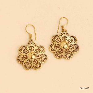 گوشواره هندی قلاب دار رنگی دست ساز گل