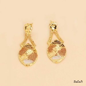 گوشواره هندی برنجی قلاب دار رنگی