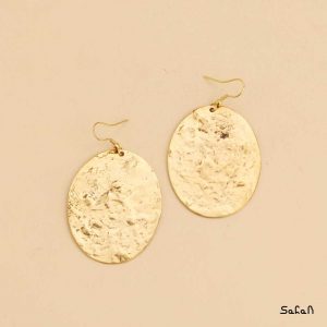 گوشواره تخته ایی برنجی هندی قلاب دار طلایی و نقره ایی دست ساز ساده