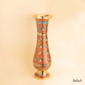 گلدان برنجی میناکاری هندی طرح طاووس