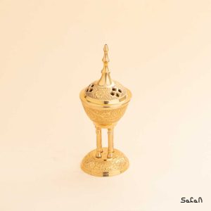 اسپند دود کن برنجی هندی طلایی میناکاری