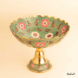 میوه خوری برنجی میناکاری پایه دار هندی