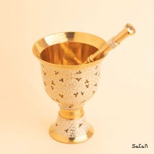 هاون برنجی میناکاری هندی