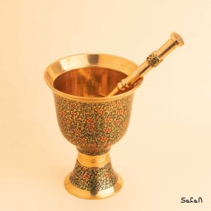 هاون برنجی میناکاری هندی