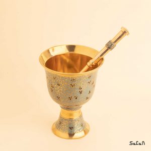 هاون برنجی میناکاری هندی