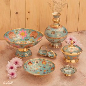 ست پذیرایی برنجی میناکاری هندی