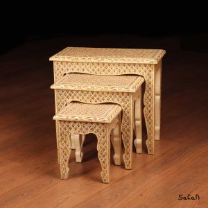 میز عسلی استخوانی دست ساز چوبی