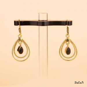 بدلیجات زیورآلات گوشواره سنگی قلاب دار نگینی حلقه ایی لوستری برنجی طلایی دستساز