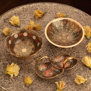 ست پذیرایی برنجی میناکاری
