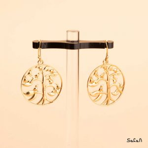 زیورآلات بدلیجات گوشواره قلاب دار برنج درختی نگین دار هندی طلایی لوستری رنگی