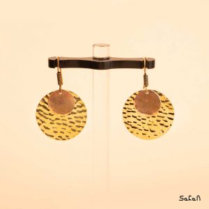 زیورآلات بدلیجات گوشواره قلاب دار برنجی پولکی مسی چکشی هندی طلایی لوستری رنگی