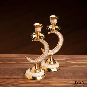 شمعدان برنجی و صدفی