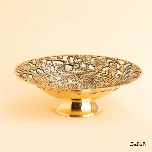 شیرینی خوری برنجی مشبک طلایی