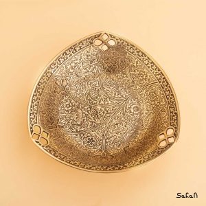 شیرینی خوری برنجی طلایی هندی پایه دار
