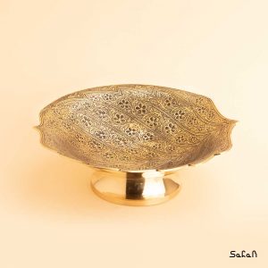 شیرینی خوری برنجی طلایی هندی پایه دار