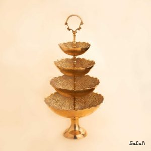 شیرینی خوری برنجی طلایی هندی چهار طبقه