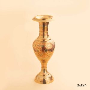 گلدان قلم زنی برنجی طلایی هندی