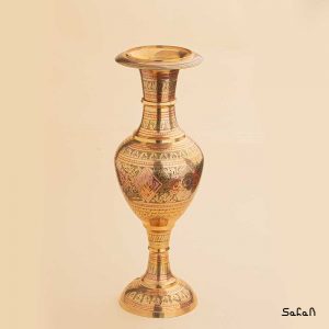 گلدان قلم زنی برنجی طلایی هندی