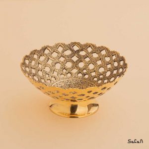 میوه خوری پایه دار برنجی آنتیک هندی مشبک