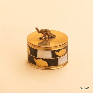 جعبه صدفی برنجی طلایی هندی
