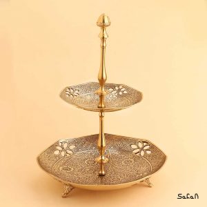 شیرینی خوری برنجی آنتیک هندی دو طبقه
