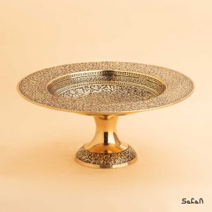 شیرینی خوری برنجی طلایی هندی پایه دار
