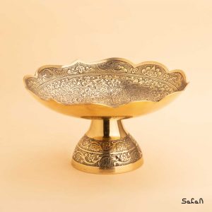 شیرینی خوری برنجی طلایی هندی پایه دار