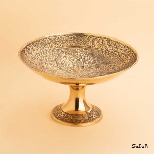 میوه خوری برنجی طلایی انتیک هندی پایه دار